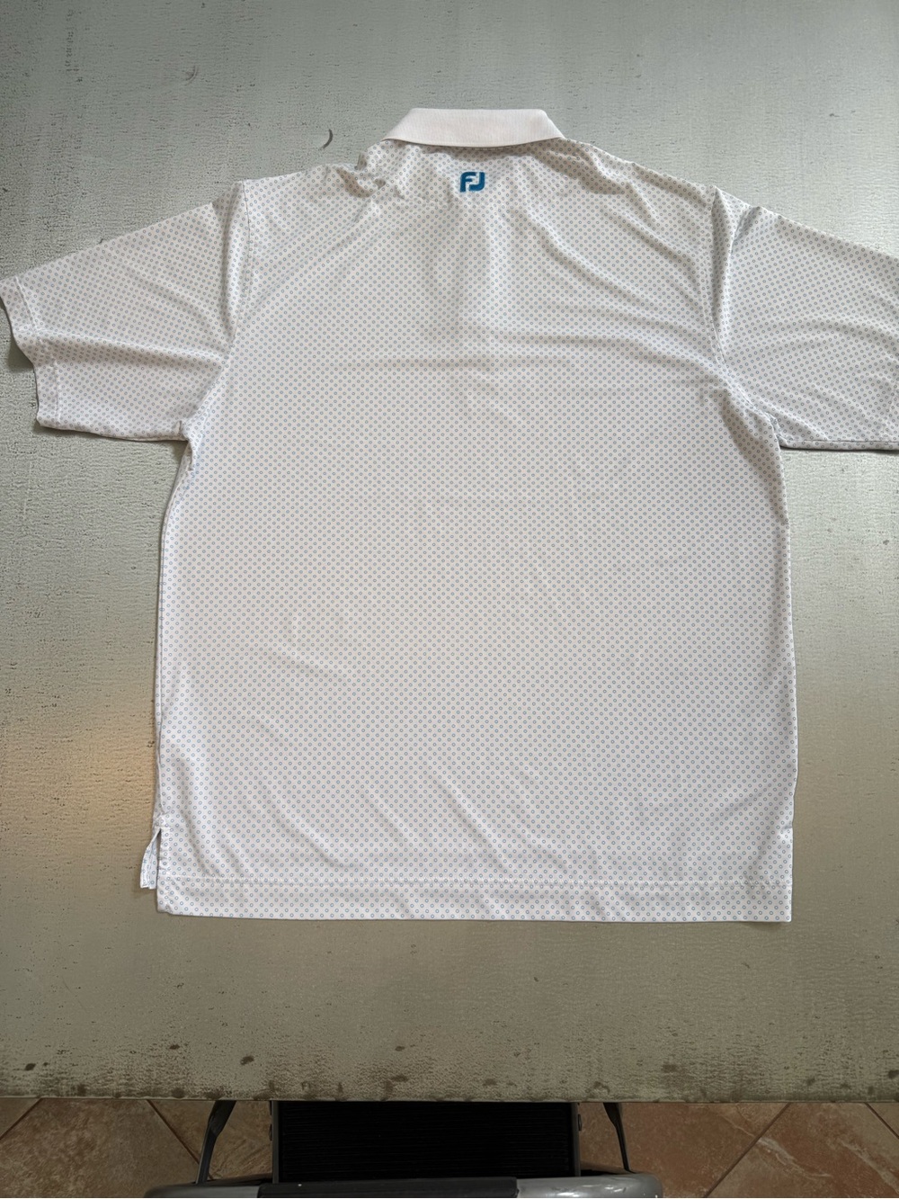 FootJoy White Polo with Light Blue Dot Pattern - Picture 13 of 15